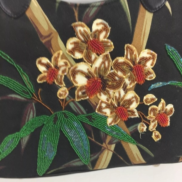 Cynthia Hart beaded floral bag purse black vintg - Picture 2 of 8